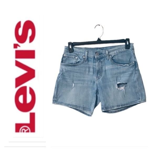 Levi's Pants - Levi’s Boho Mid-Rise Festival Light Wash Distressed Denim Jean Shorts 30